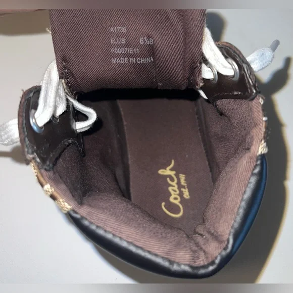 Coach Ellis Signature Canvas Womens Sz 6.5 High Top Khaki Brown Sneakers Shoes - Picture 5 of 10